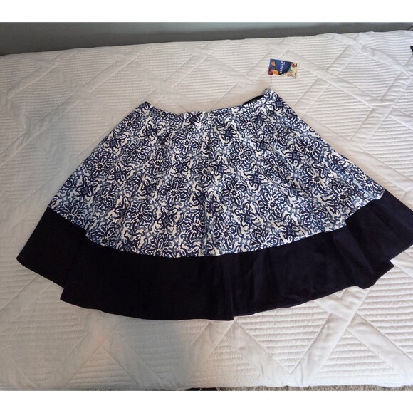 Milly For Design Nation Capri Italia Full Skirt XL NWT Blue Combo Tile Pattern - Picture 2 of 9